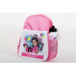 Pink σχολική τσάντα με εκτυπωμένη φωτογραφία