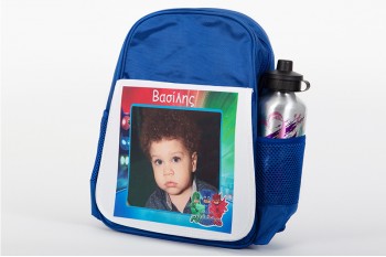 Blue σχολική τσάντα εκτυπωμένη φωτογραφία