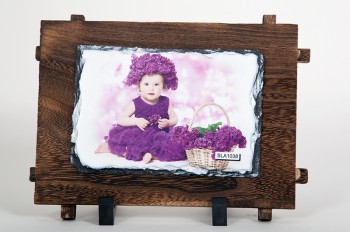 εκτύπωση σε πέτρα με ξύλινη κορνίζα