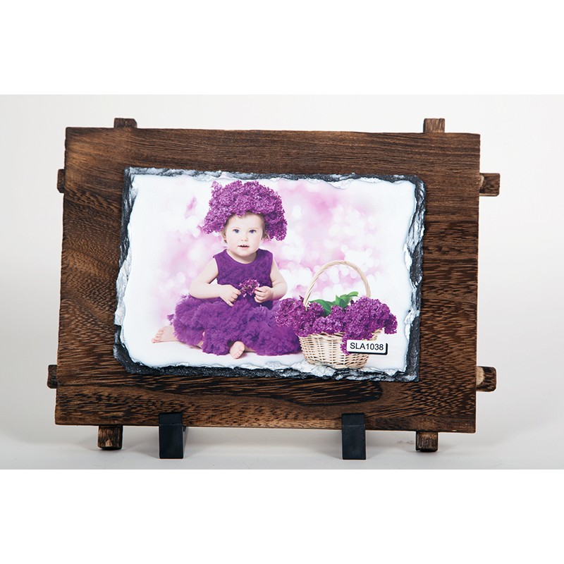 εκτύπωση σε πέτρα με ξύλινη κορνίζα